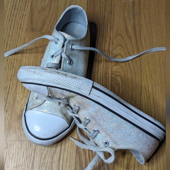 Converse Size 3 Chuck Taylor All‎ Star Iridescent Glitter Low Top Sneaker Shoes - Picture 3 of 9